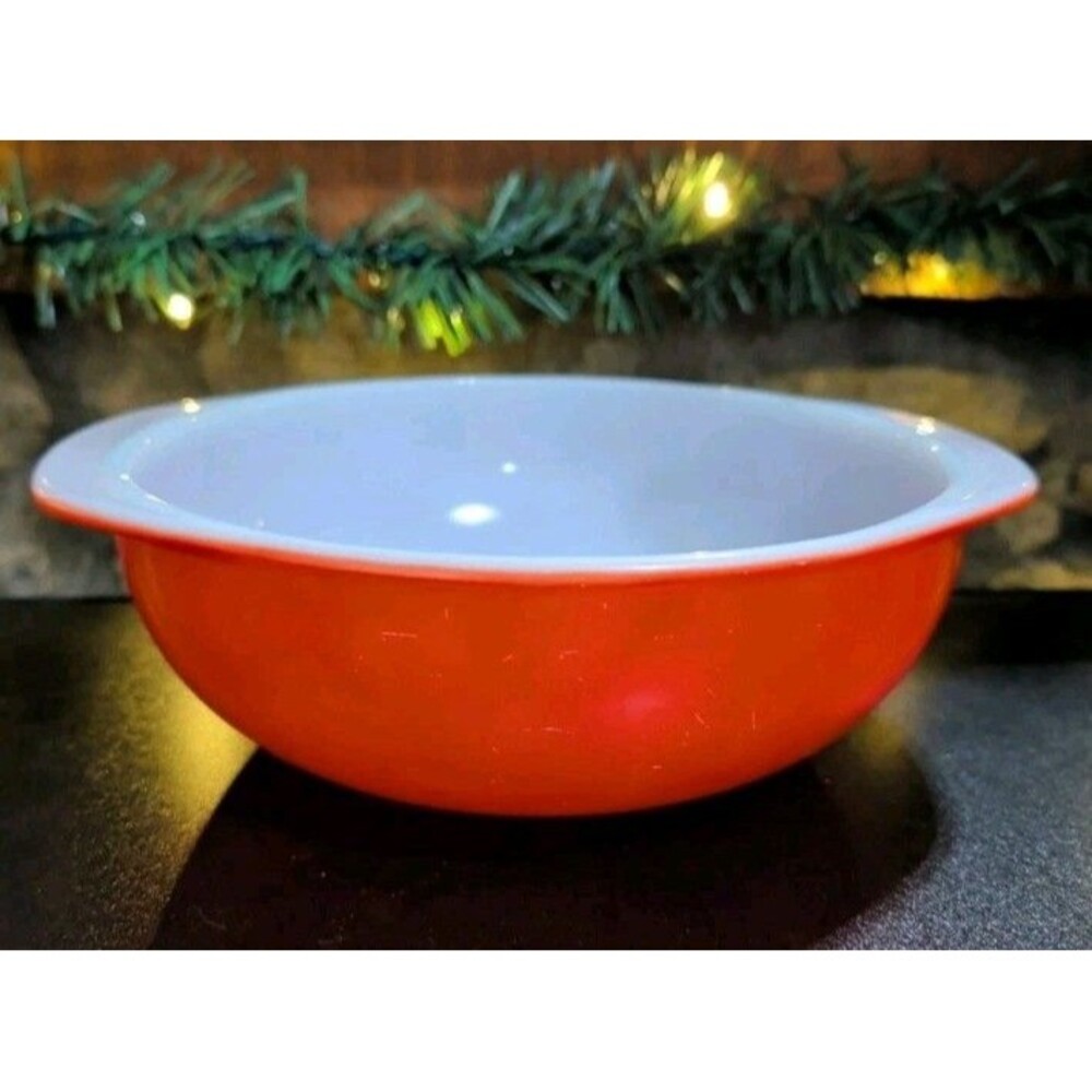 Vintage Pyrex 024 Friendship Red Orange 2 Qt‎ Mixing Bowl Casserole Milk Glass